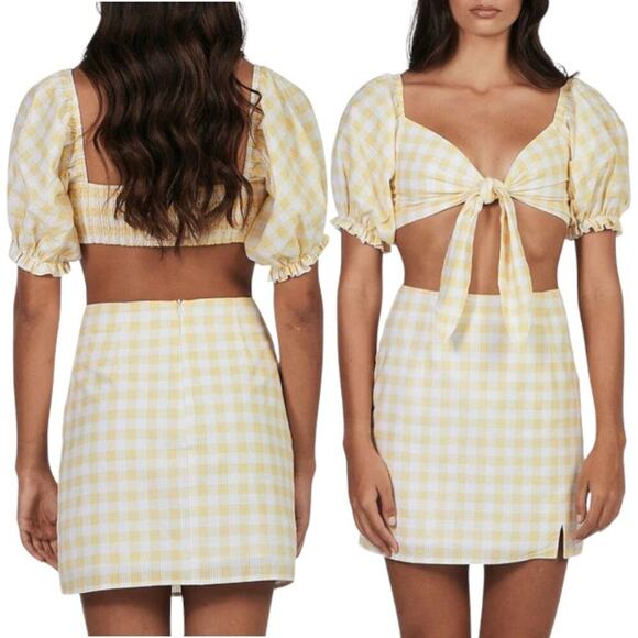 Charlie Holiday Ivy Cotton Knot Front Bra-top Yellow Gingham Size 8 NWOT $89 MSP - Picture 1 of 7